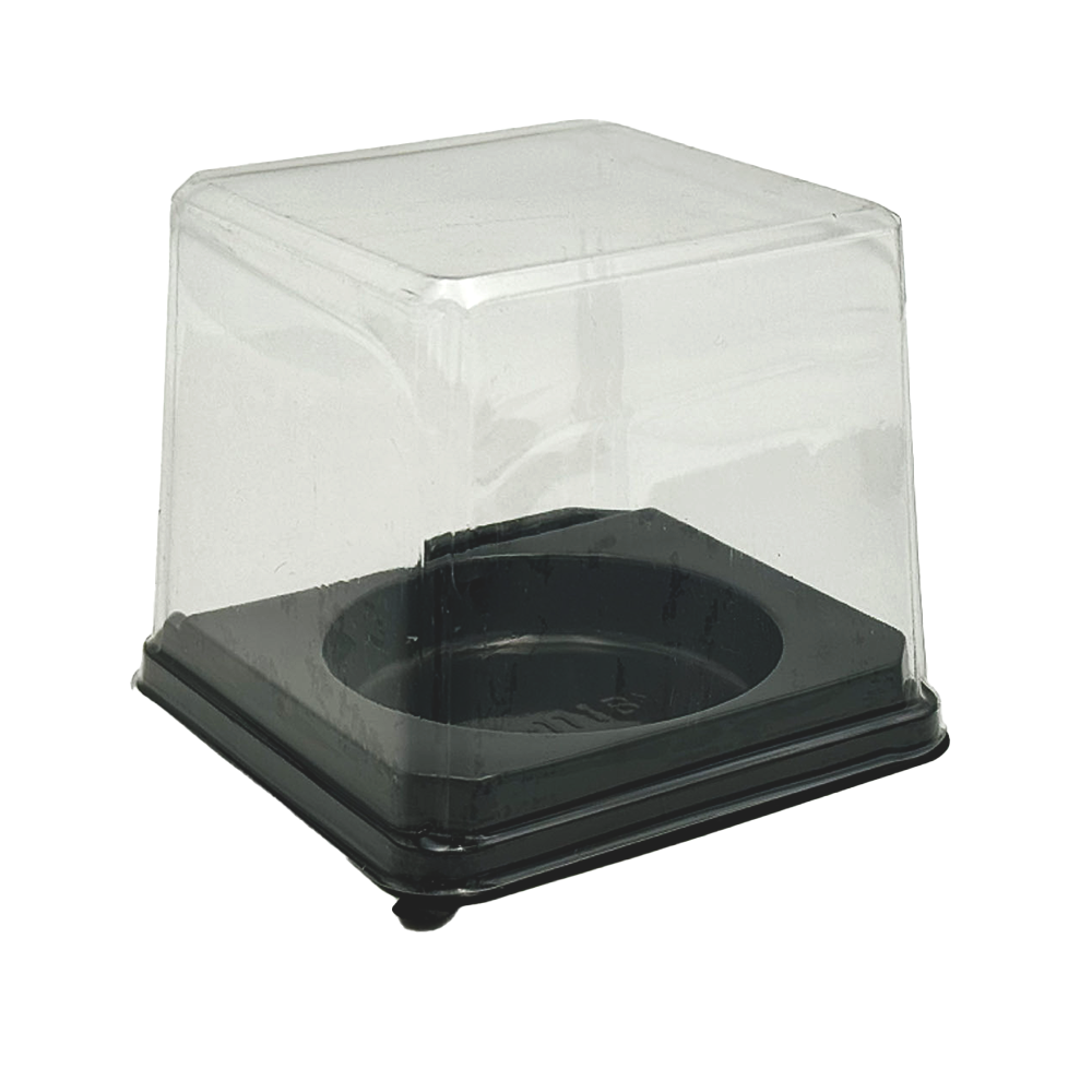 H100mm Round Internal Square With Clear Lid Container