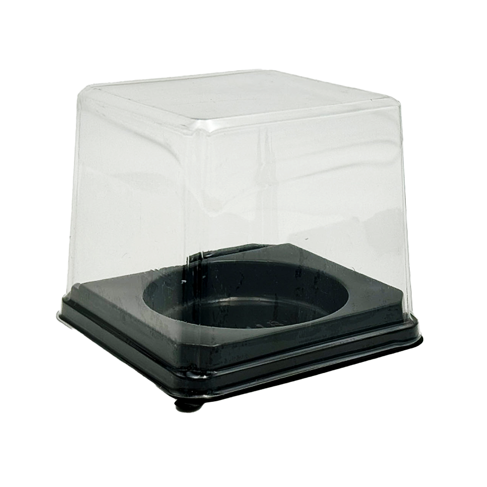 H100mm Round Internal Square With Clear Lid Container