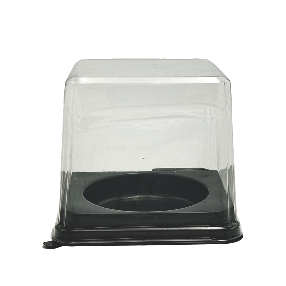 H100mm Round Internal Square With Clear Lid Container