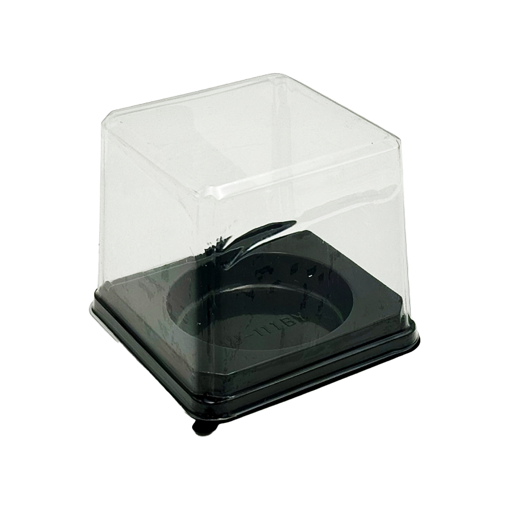 H100mm Round Internal Square With Clear Lid Container