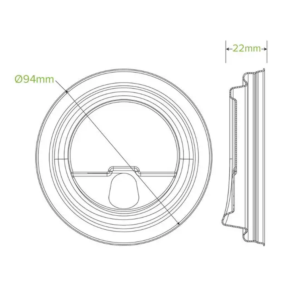 Nắp BioCup giấy lạnh hình vòm sợi thực vật nhỏ (80mm) - 1000/CTN