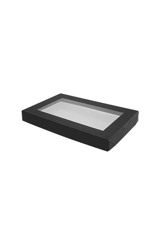 Black Catering Tray Lid With PET Window - Suit Small Tray