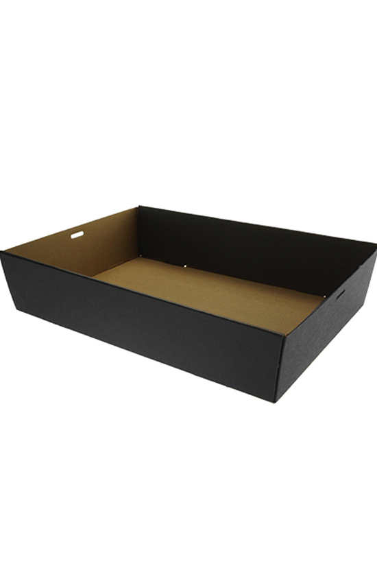 Medium Black Corrugated Rectangle Catering Tray - 100/CTN