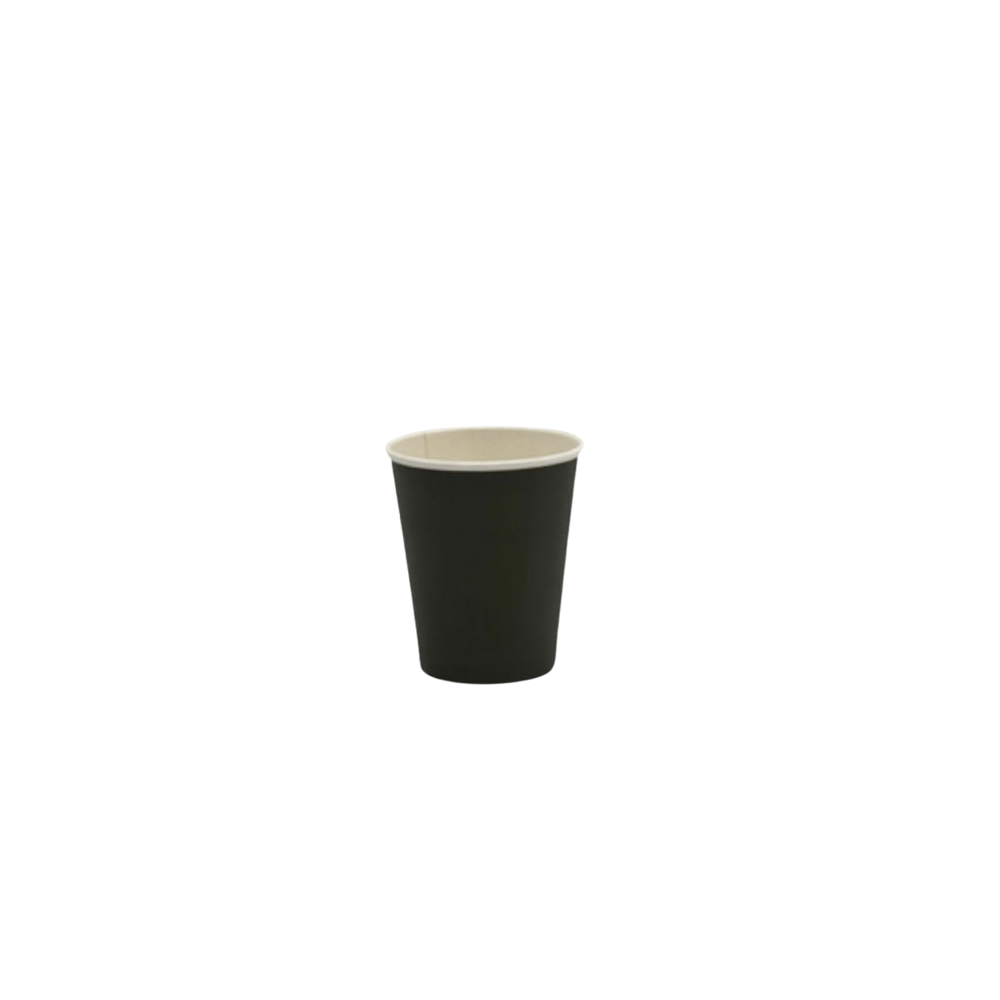 8oz/237mL PE Coated SW (D/80mm) Paper Cup Black