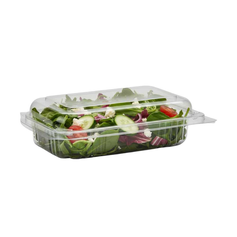 Medium Rectangular Takeaway Salad Container with Hinged Lid (Carton of 250)