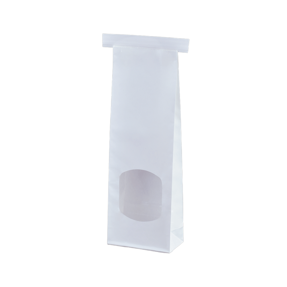 Small White Window Tin-Tie Paper Bag - 500/CTN