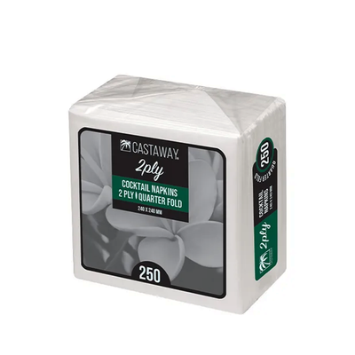 2 Ply Cocktail Napkin Quarter Fold White - 2000/CTN