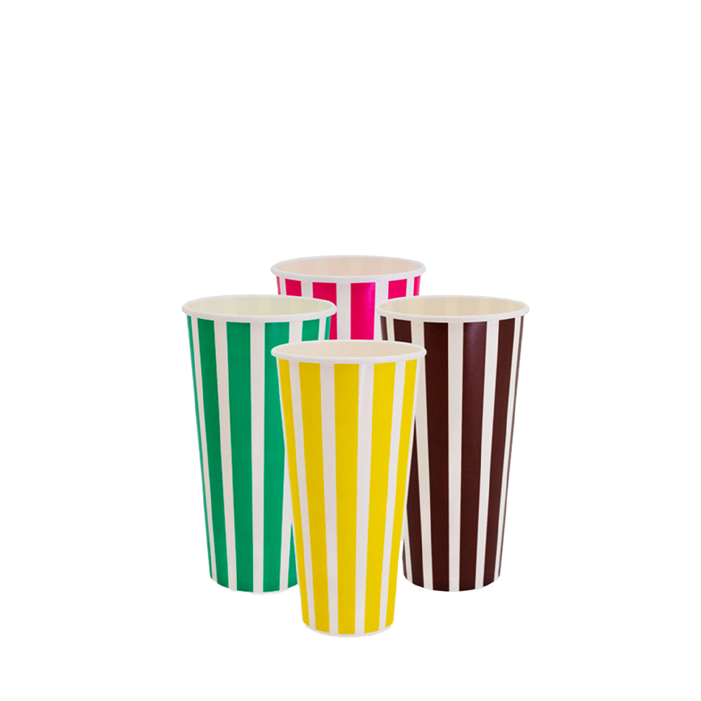 22oz/650mL (D/90mm) Candy Stripe Paper Cold Cup