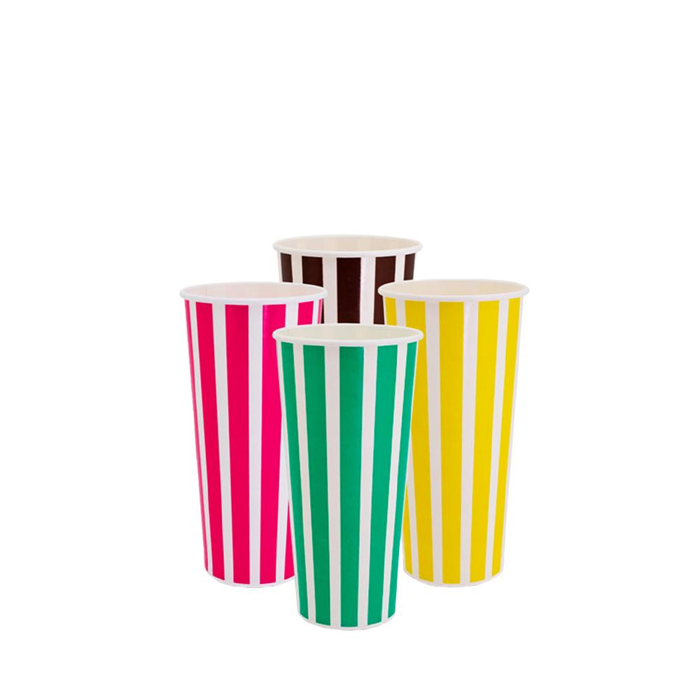 24oz/710mL (D/90mm) Candy Stripe Paper Cold Cup