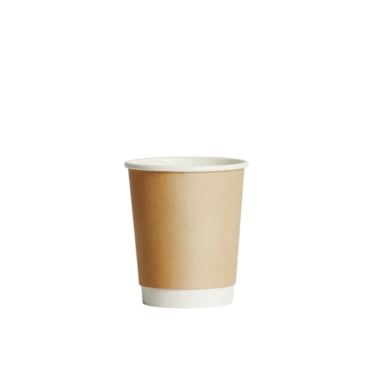 8oz Kraft Double Wall Paper Coffee Cup - 80mm Rim (Carton of 500)