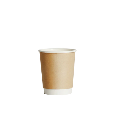 8oz Kraft Double Wall Paper Coffee Cup - 80mm Rim (Carton of 500)