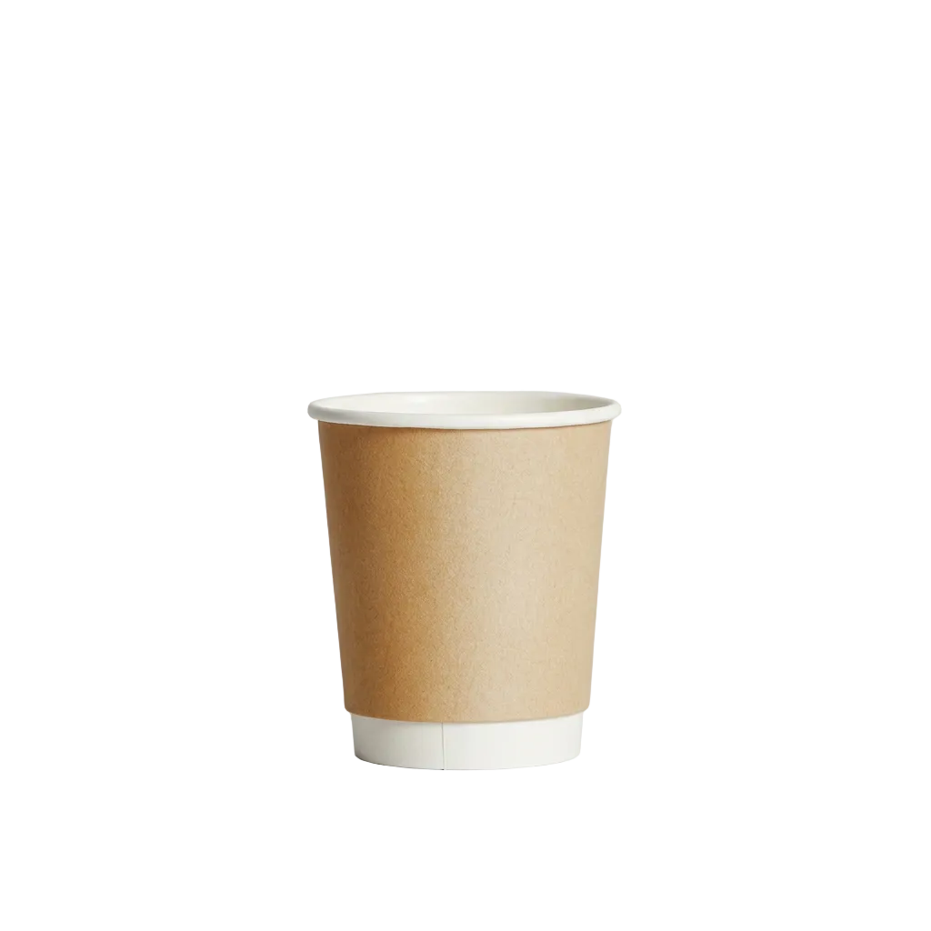 8oz Kraft Double Wall Paper Coffee Cup - 90mm Rim (Carton of 500)