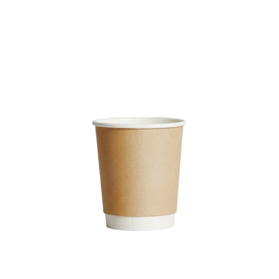 8oz Kraft Double Wall Paper Coffee Cup - 90mm Rim (Carton of 500)