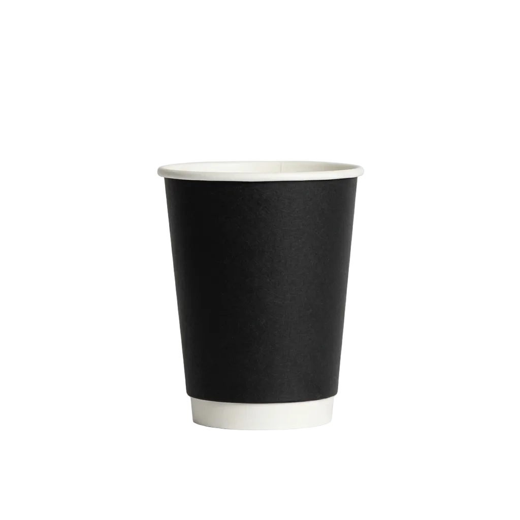 12oz Black Double Wall Paper Coffee Cup (90mm Rim)