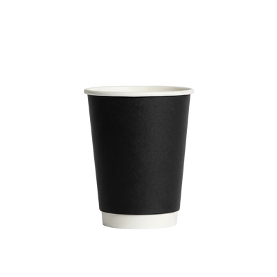12oz Black Double Wall Paper Coffee Cup (90mm Rim)