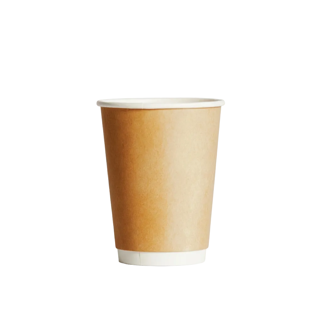12oz Kraft Double Wall Paper Coffee Cup - 90mm Rim (Carton of 500)