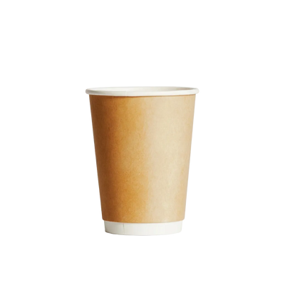 12oz Kraft Double Wall Paper Coffee Cup - 90mm Rim (Carton of 500)