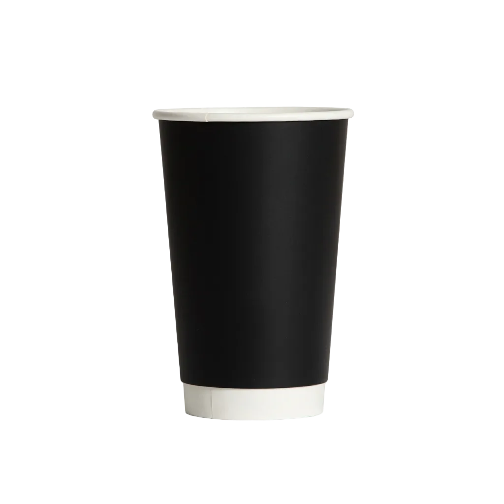 16oz Black Double Wall Paper Coffee Cup - 90mm Rim (Cartonf of 500)