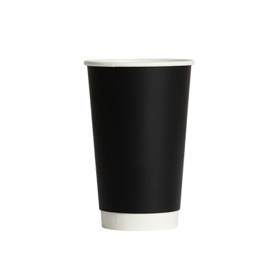 16oz Black Double Wall Paper Coffee Cup - 90mm Rim (Cartonf of 500)