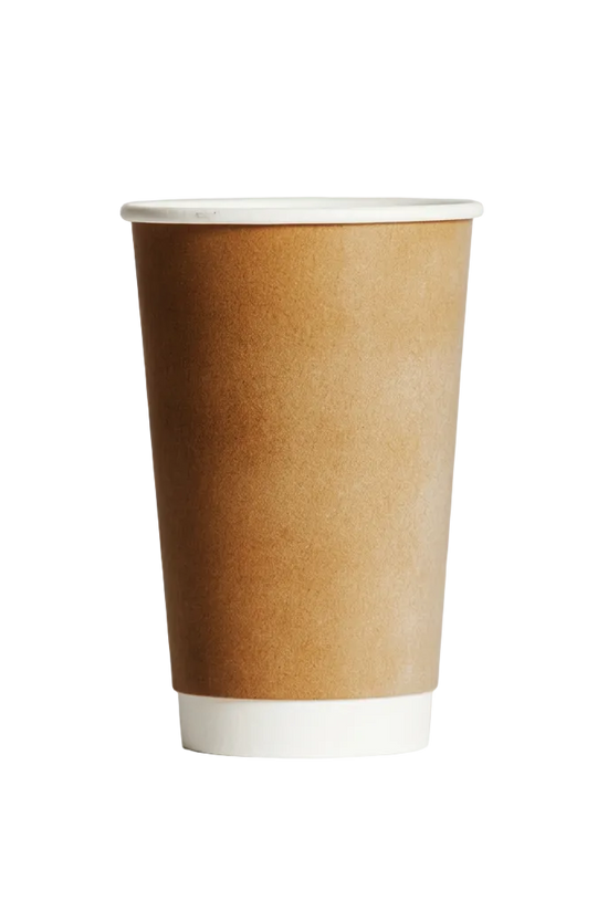 16oz Kraft Double Wall Paper Coffee Cup - 90mm Rim (Carton of 500)