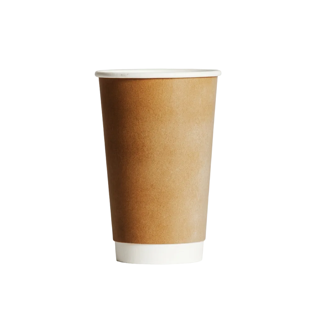 16oz Kraft Double Wall Paper Coffee Cup - 90mm Rim (Carton of 500)