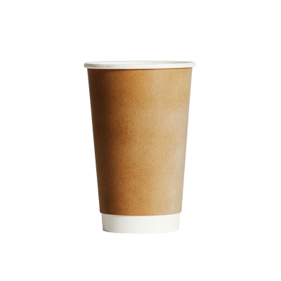 16oz Kraft Double Wall Paper Coffee Cup - 90mm Rim (Carton of 500)