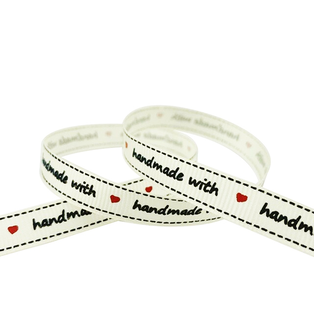 Printed Ribbon Grosgrain - Cream