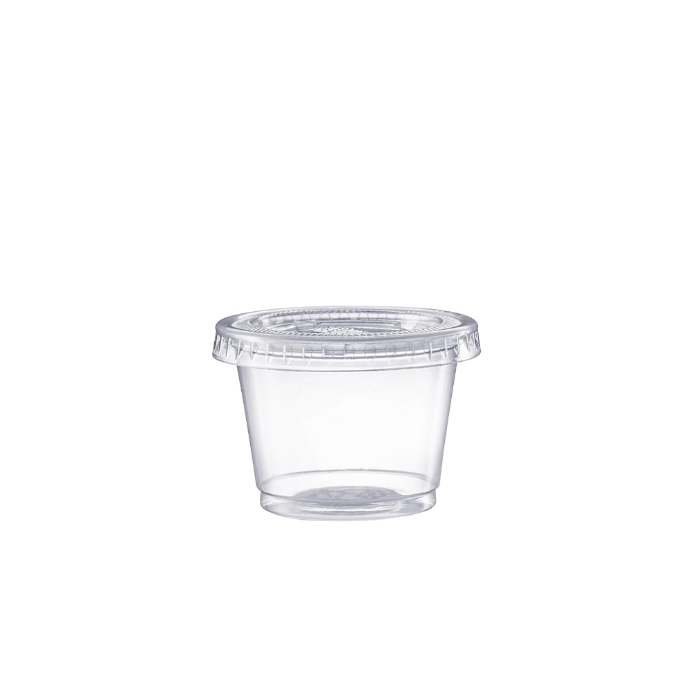 1oz/30mL Clear PET Round Portion Container With Lid