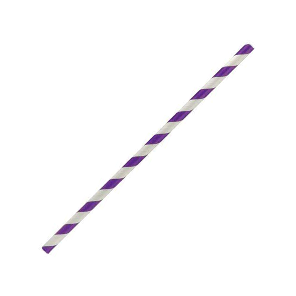 6mm Purple Stripe Flat End Cut Paper Straws – Regular Size (Carton of 2500)