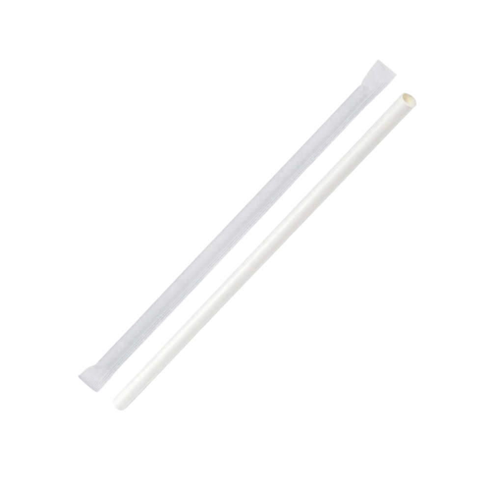 6mm White Wrapped Flat-End Cut Paper Straws (Carton of 2500)