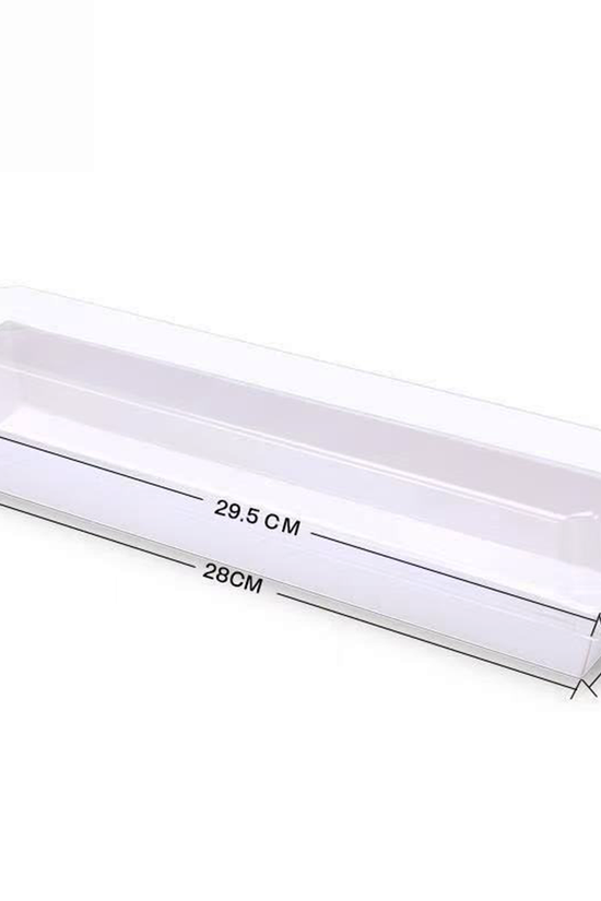18x5.5cm 长方形白色纸盘带透明盖
