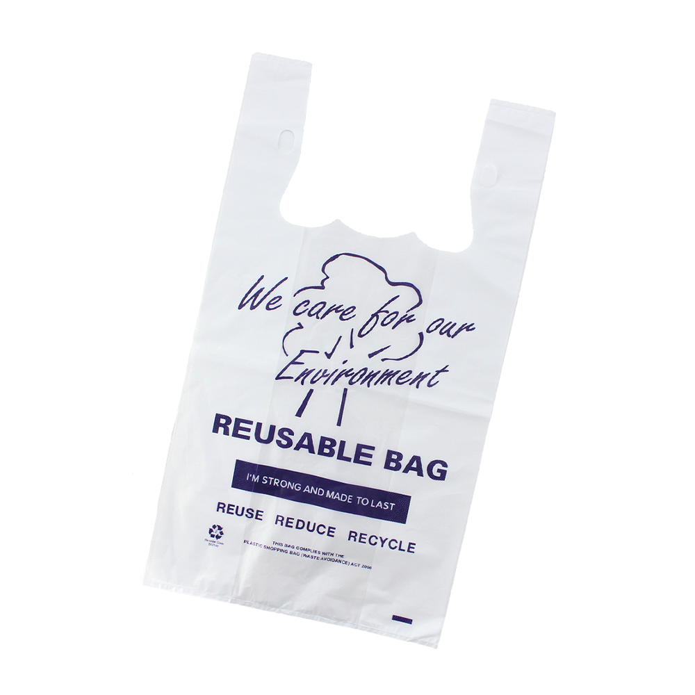 Medium Printed Reusable White Singlet Bag - 700/CTN