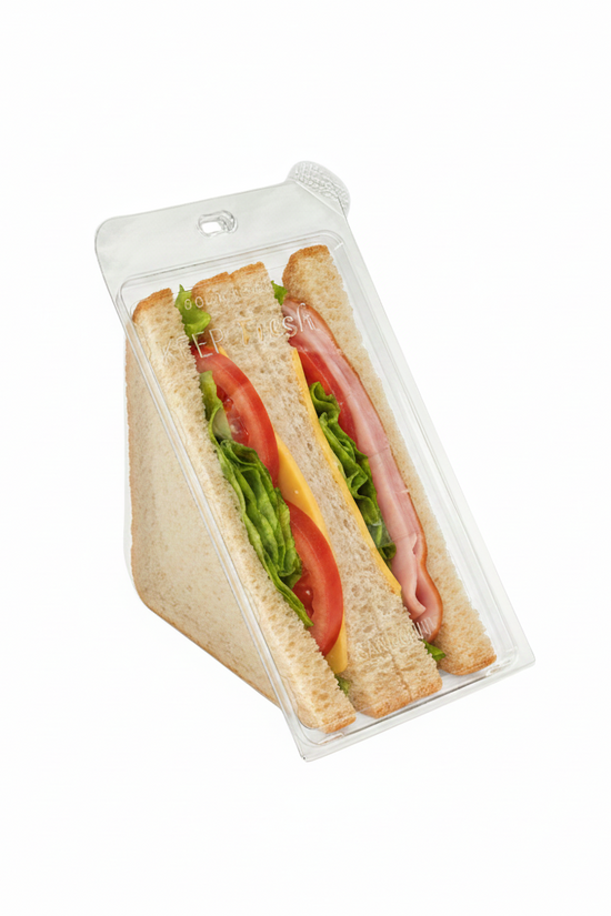 Hộp nhựa trong suốt hình nêm bánh sandwich 4Qtr