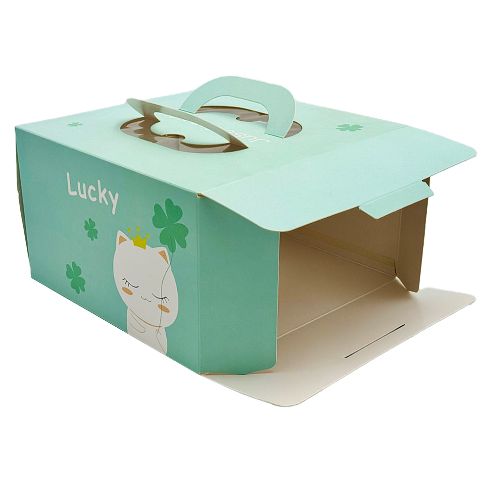 Hộp bánh vuông Patisserie 25x25x15 - Lucky Cat