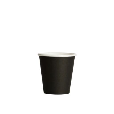 6oz Black PE-Coated Single Wall Paper Cups - 80mm Rim (Carton of 1000)