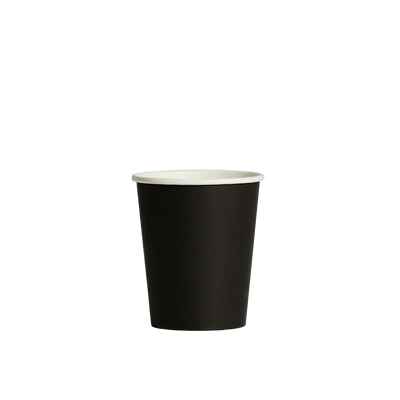 8oz Black PE-Coated Single Wall Paper Cups - 80mm Rim (Carton of 1000)