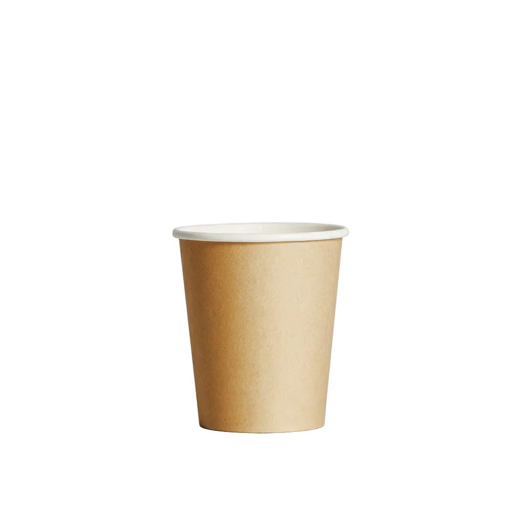8oz Kraft PE-Coated Single Wall Paper Cups - 80mm Rim (Carton of 1000)