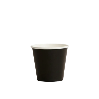 8oz Black PE-Coated Single Wall Paper Cups - 90mm Rim