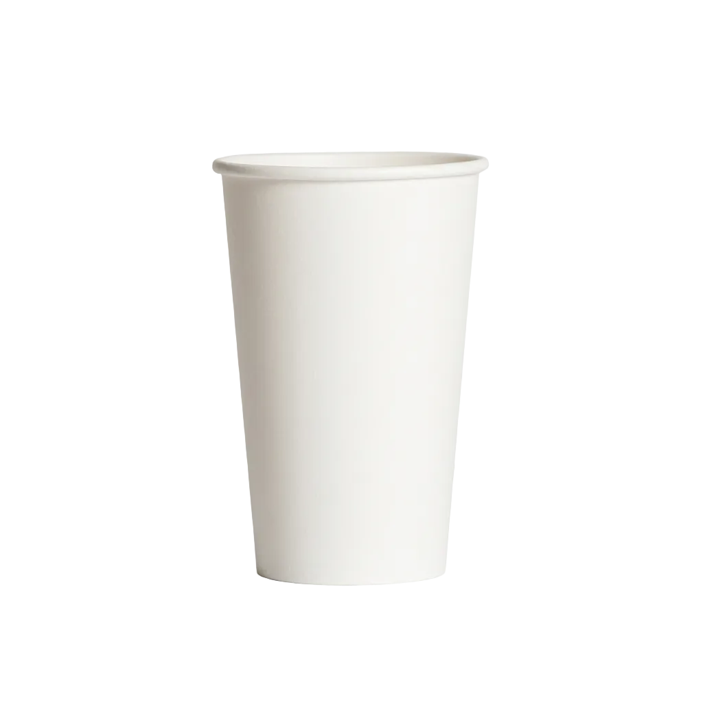16oz White PE-Coated Single Wall Paper Cups - 90mm Rim