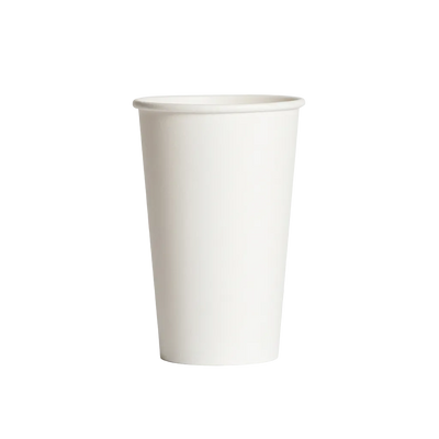 16oz White PE-Coated Single Wall Paper Cups - 90mm Rim