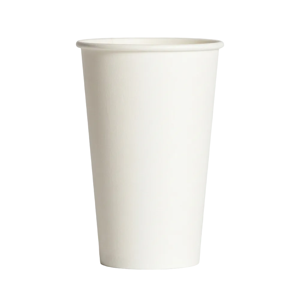20oz White PE-Coated Single Wall Paper Cups - 90mm Rim