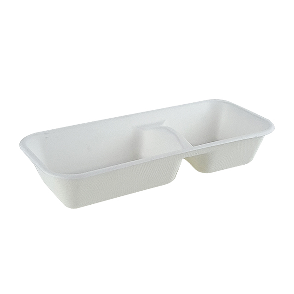 2 Compartment Long Rectangular Sugarcane Tray