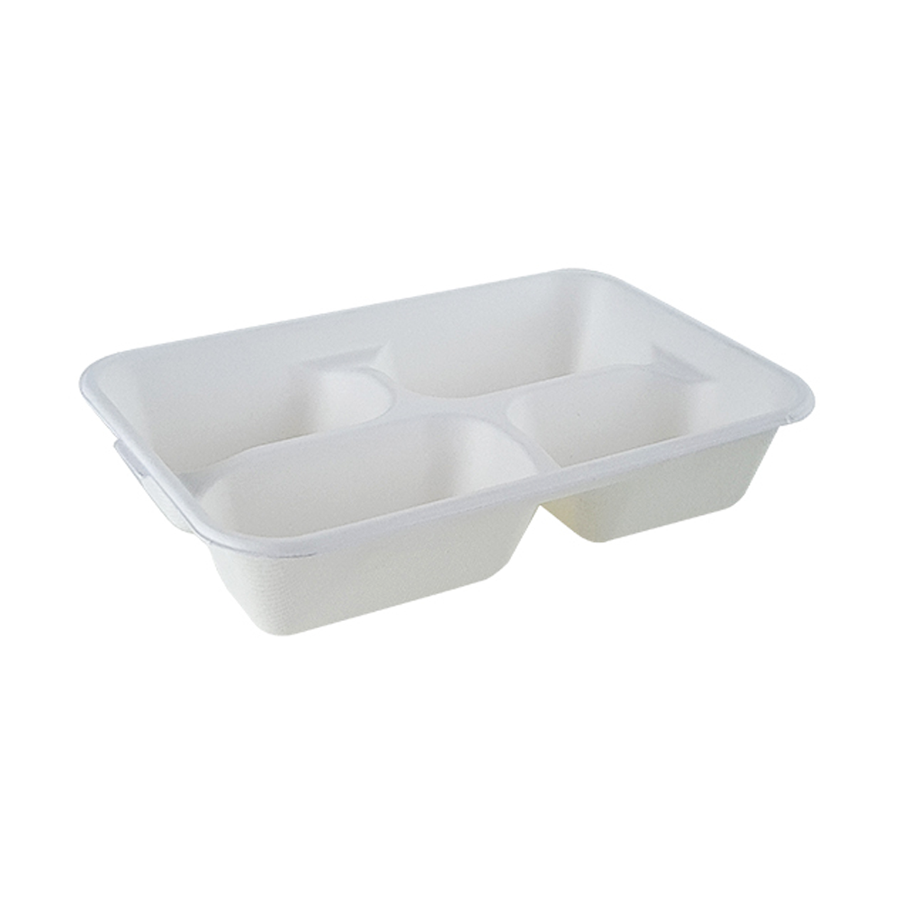 4 Compartment Rectangular Sugarcane Tray