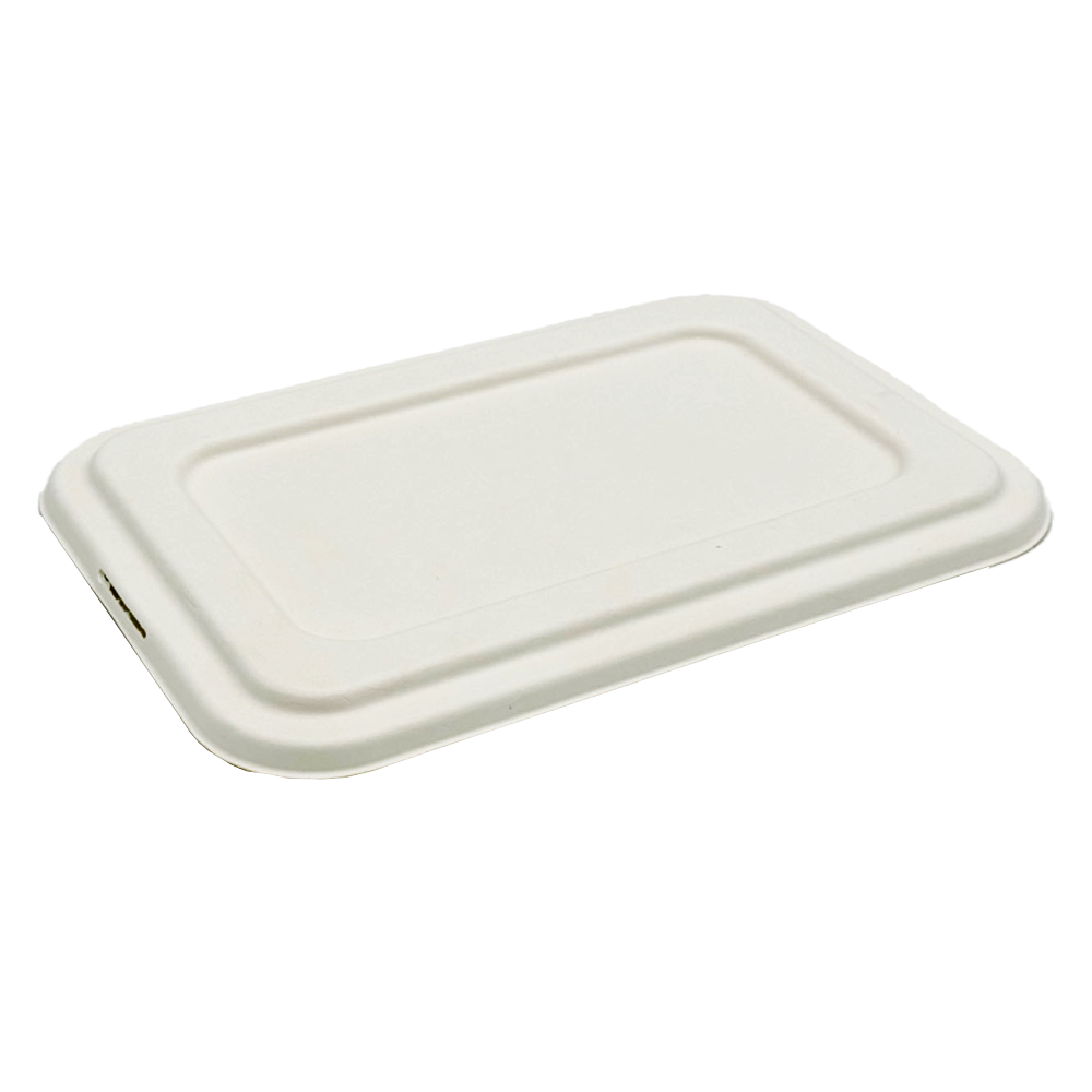 White Sugarcane Lid For 4 Compartment Tray