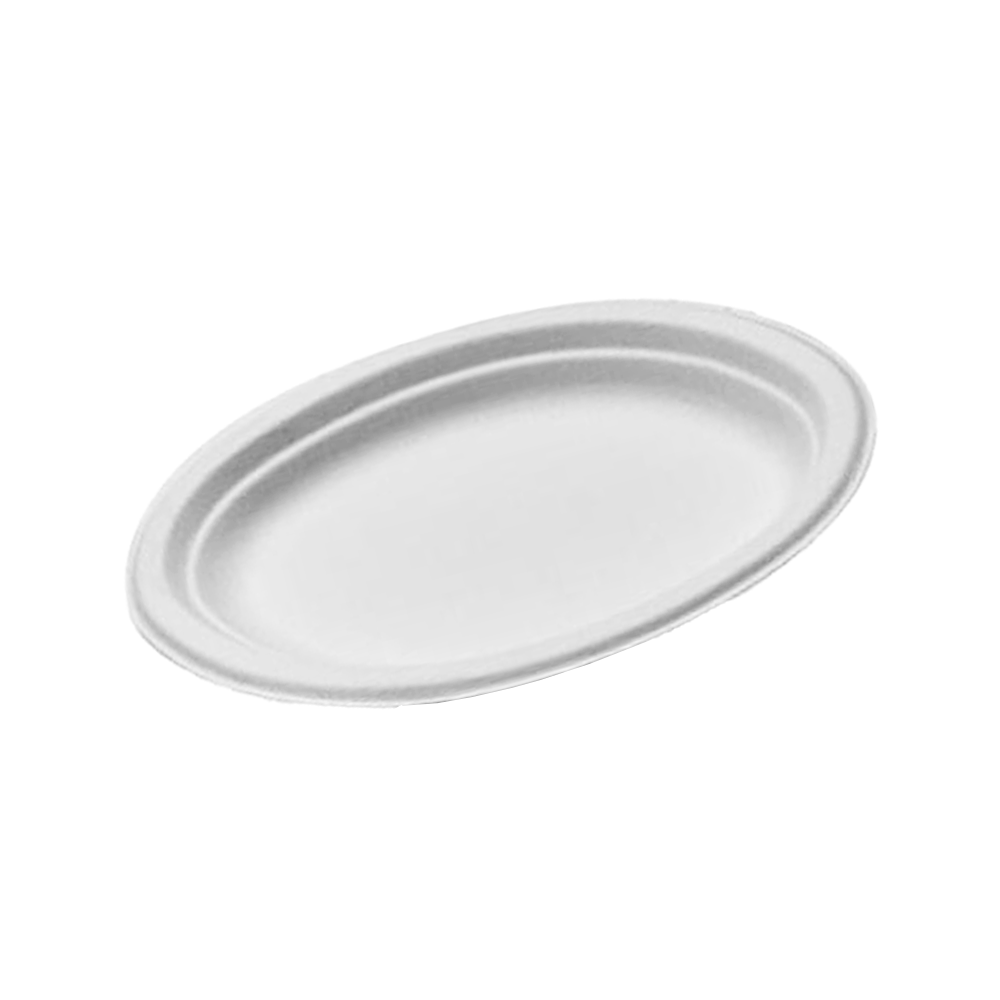 151x254mm Small White Oval Sugarcane Plate