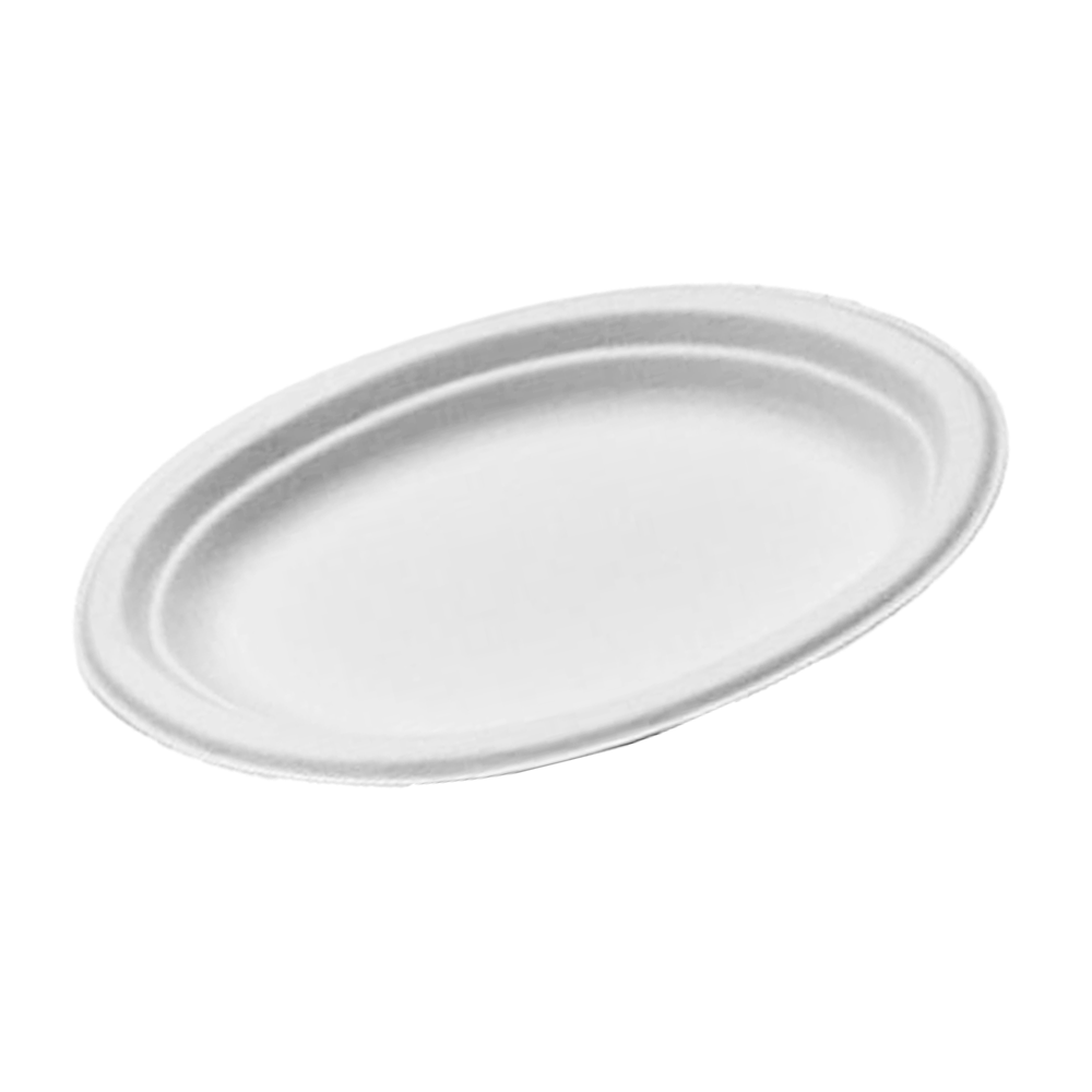 251x318mm Large White Oval Sugarcane Plate