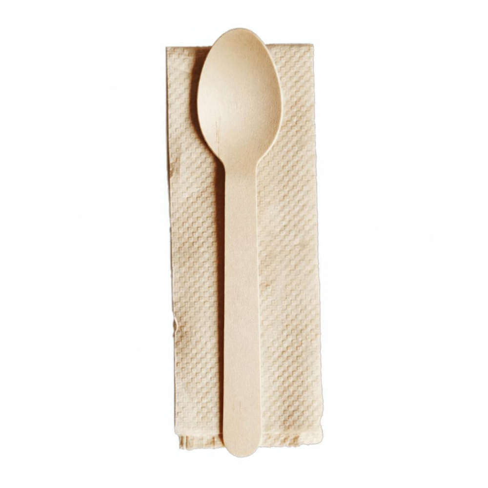 Wooden Spoon & Napkin Set (Carton of 400)