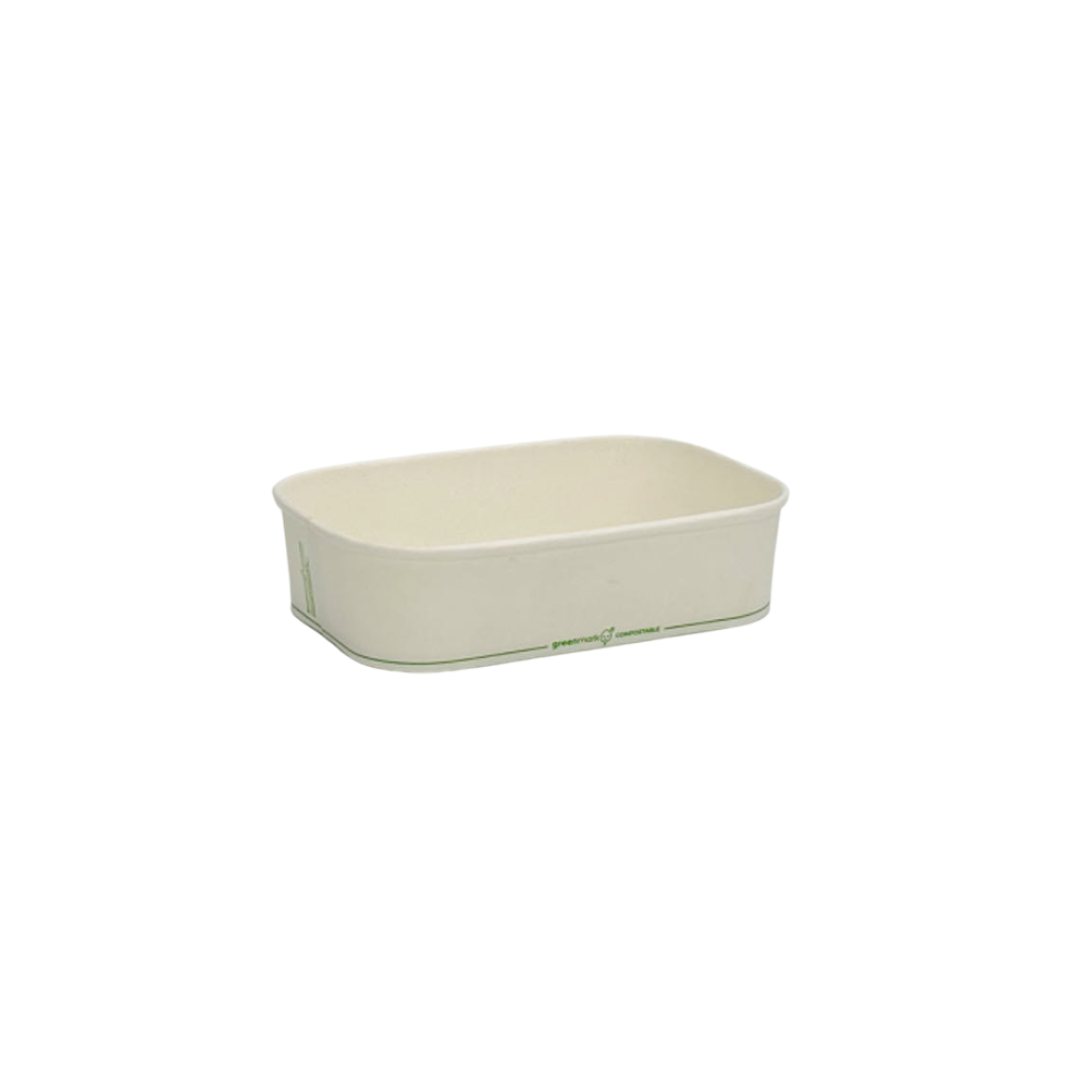 500mL PLA Coated White Rectangular Container