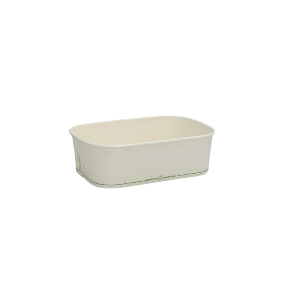 650mL PLA Coated White Rectangular Container