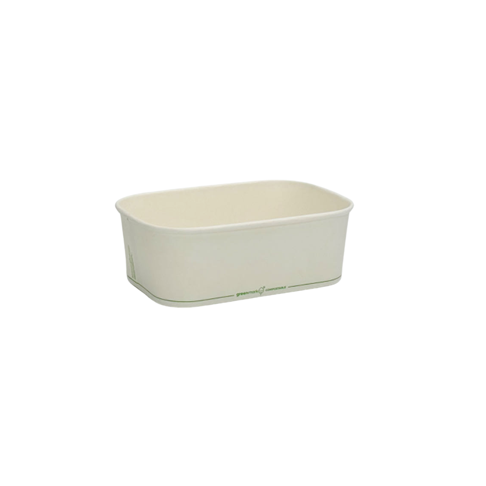 750mL PLA Coated White Rectangular Container